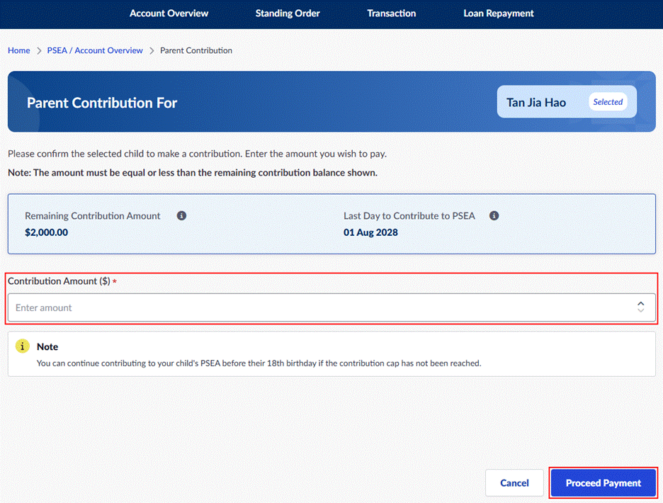 Enter amount and proceed. Enter amount and proceed.